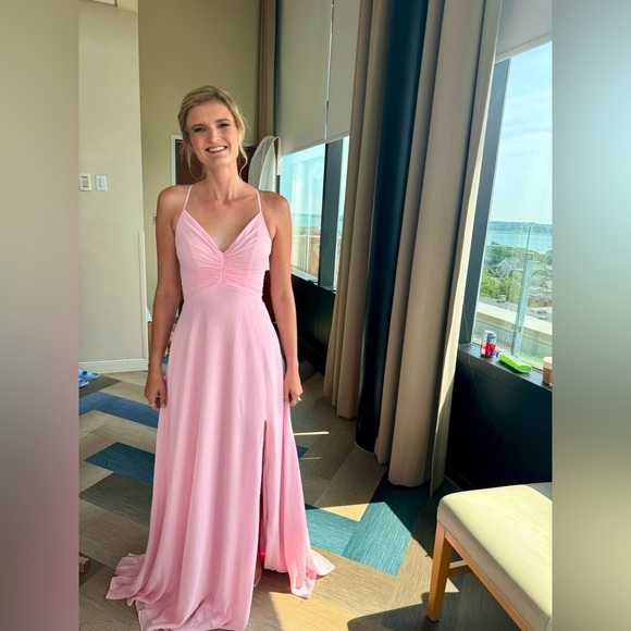 Mori Lee Dresses & Skirts - Mori Lee - Ruched Chiffon Bridesmaid Dress with Tie Back Detail.